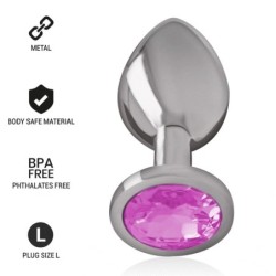 INTENSE - PLUG ANAL EN MÉTAL ALUMINIUM AVEC CRISTAL ROSE TAILLE L