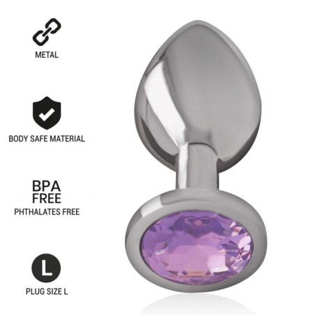 INTENSE - PLUG ANAL EN MÉTAL ALUMINIUM AVEC CRISTAL VIOLET TAILLE L