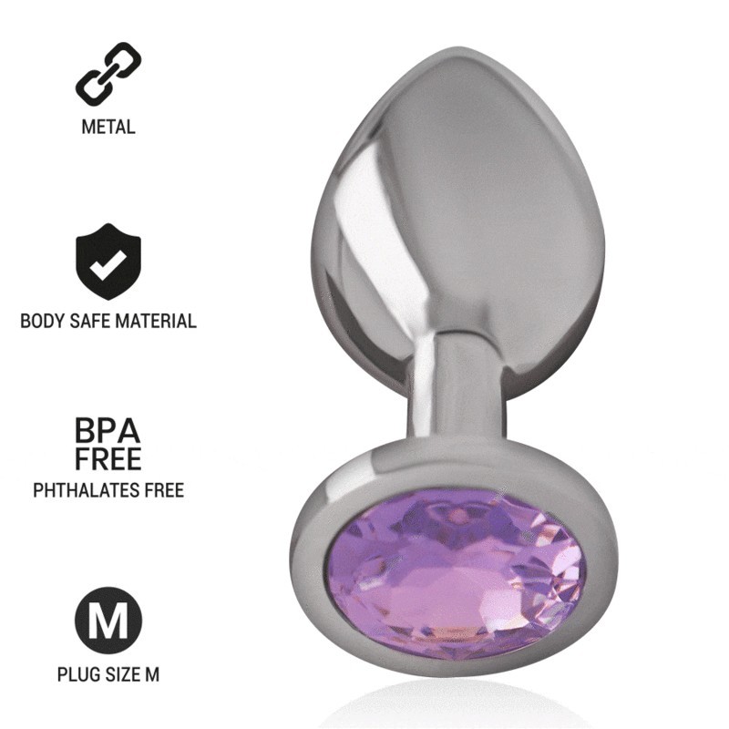 INTENSE - PLUG ANAL EN MÉTAL ALUMINIUM AVEC CRISTAL VIOLET TAILLE M