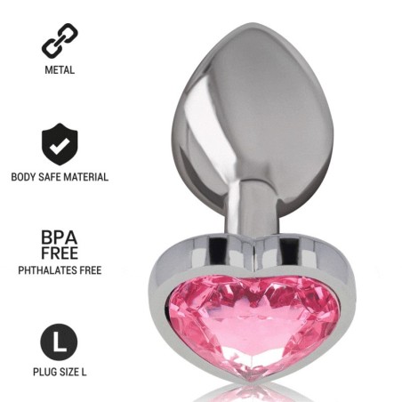 INTENSE - PLUG ANAL EN MÉTAL ALUMINIUM COEUR ROSE TAILLE L