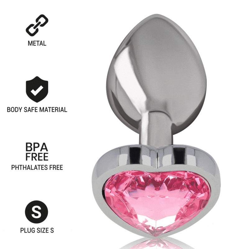 INTENSE - PLUG ANAL EN MÉTAL ALUMINIUM COEUR ROSE TAILLE S